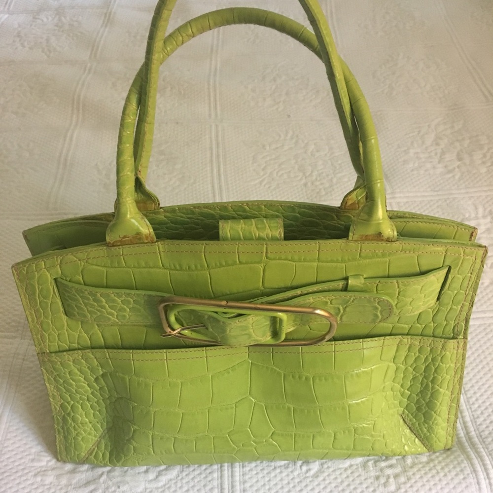 Furla handbag. Green alligator.